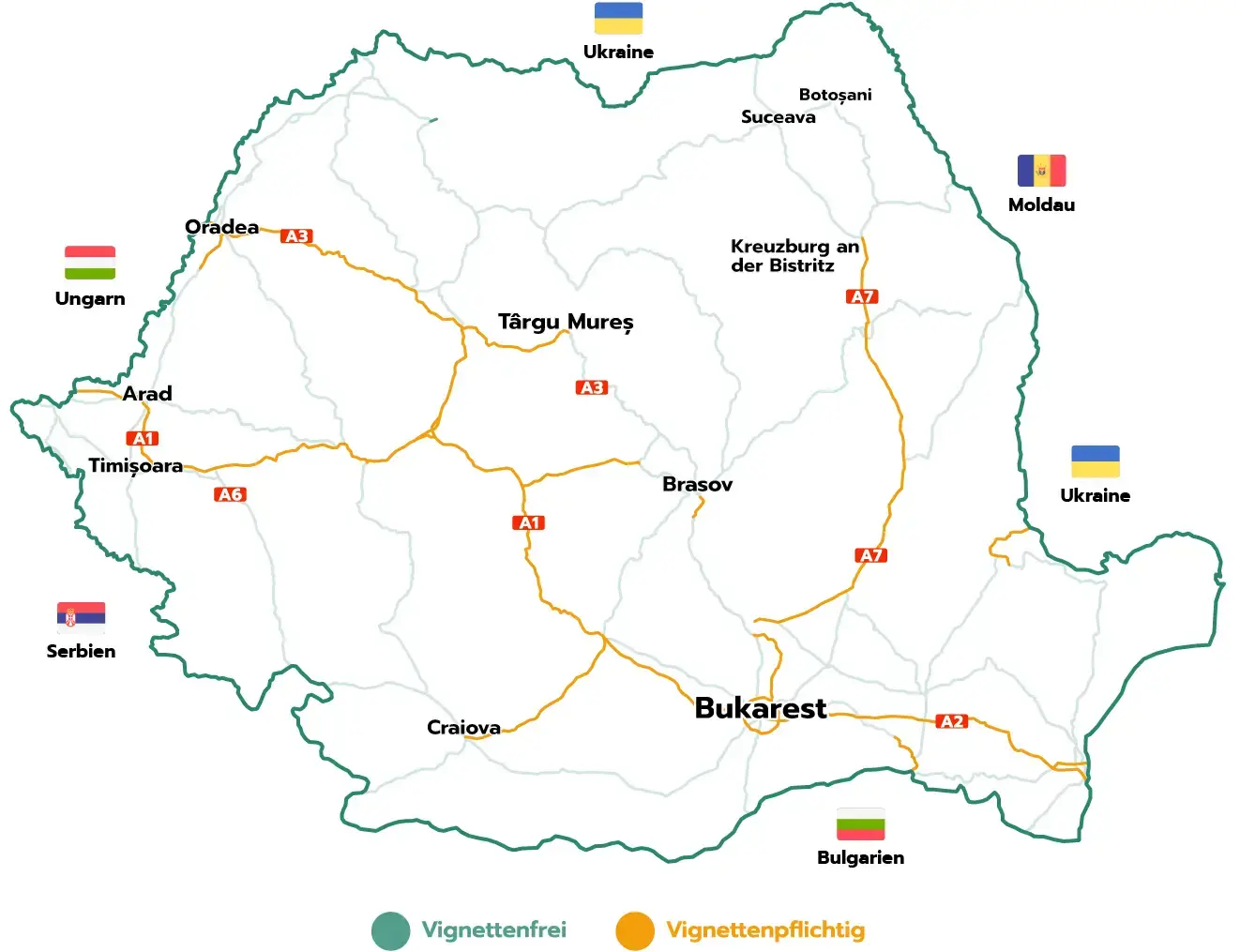 Cestovná mapa v Rumunsku